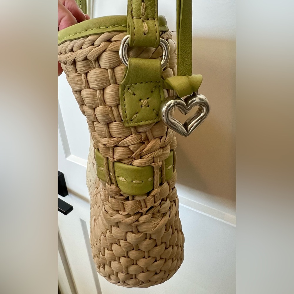 Brighton Authentic Vintage Straw Purse Lime Green Trim & Strap - Picture 6 of 13